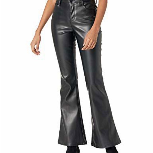 Dollhouse 27 Waist 1 Juniors Jackie Black Flared Faux Leather Pants - Picture 1 of 4